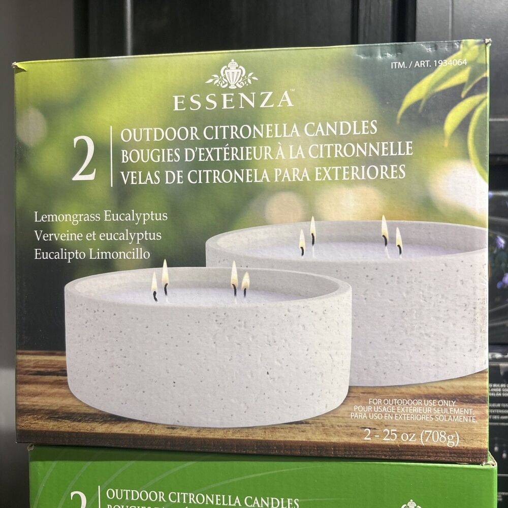 Essenza Outdoor Citronella Candles 2-Pack Lemongrass Eucalyptus